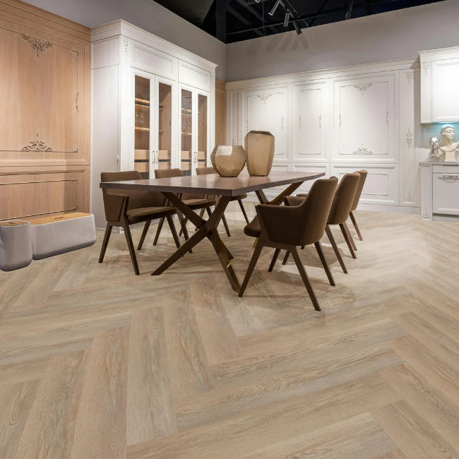 Wilson & Morgan Quartzite Core Plank Pure Essence Series Cielo Oak Herringbone