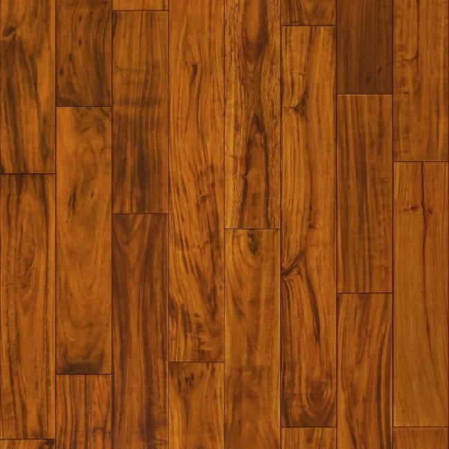 Close-up of a wooden floor with a warm brown color and visible grain pattern.
