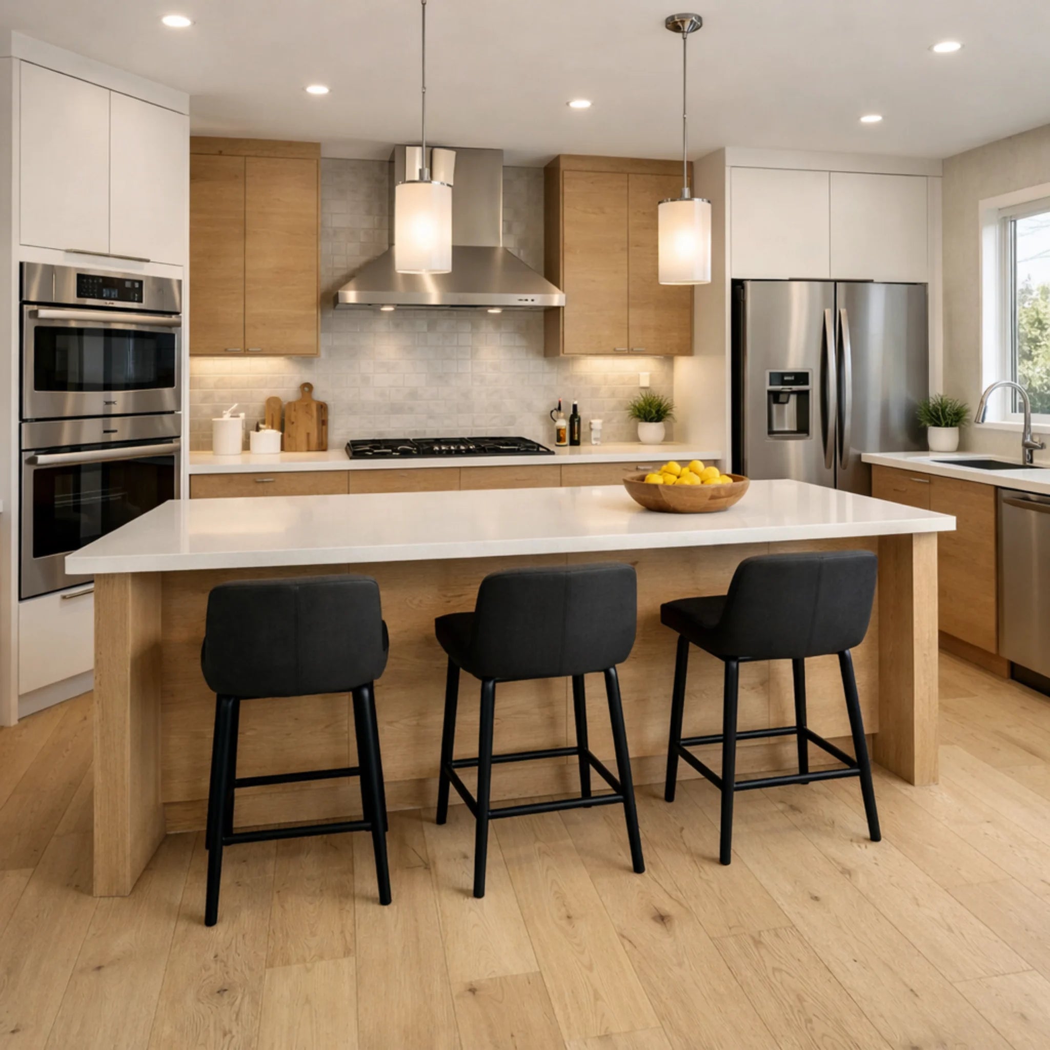 Modern kitchen with a island and bar stools