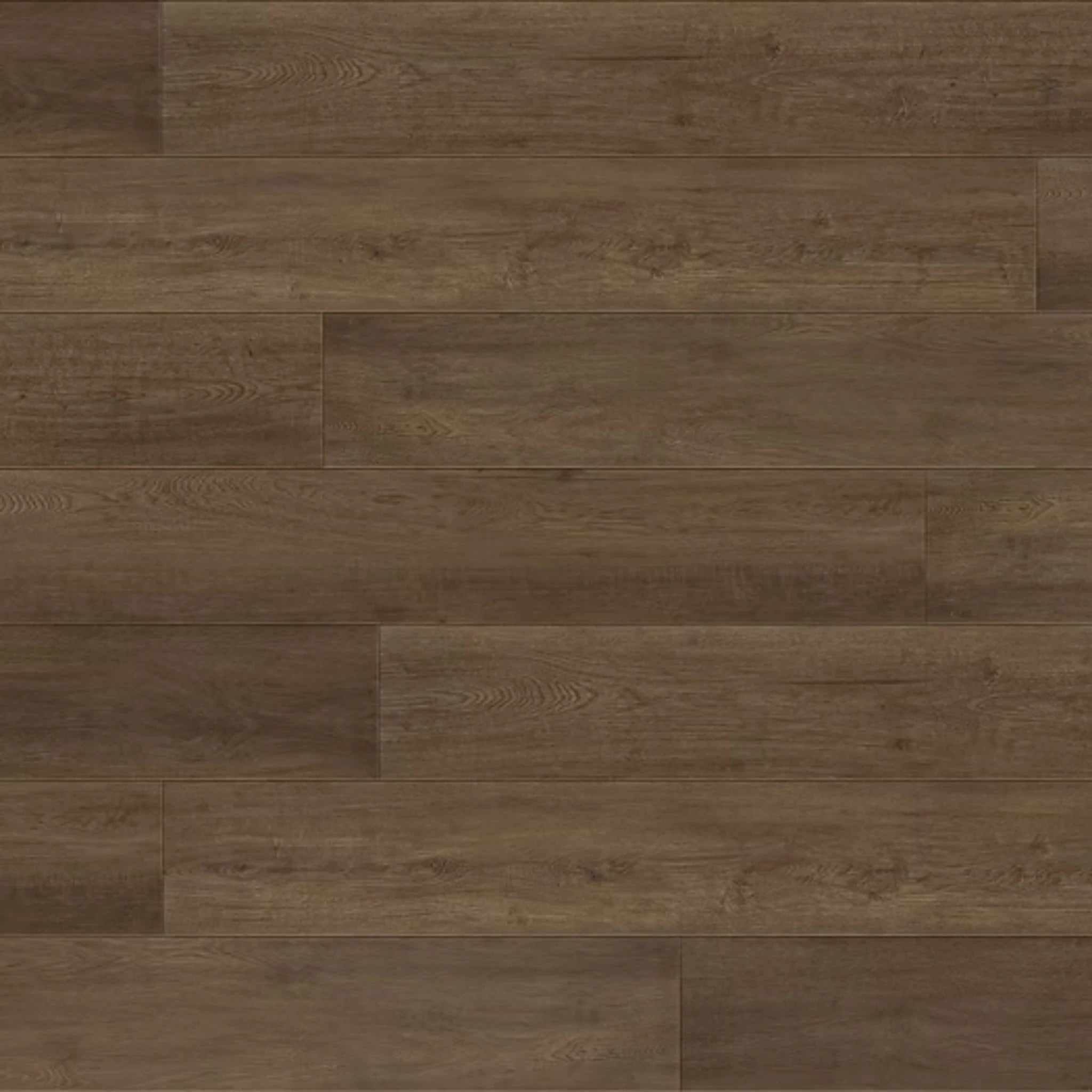 Dark brown wood-look flooring planks with visible grain and natural tonal variation.